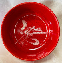 Load image into Gallery viewer, Bowl Set (Bright Red Ceramic Bowl Set On Speckled Clay with White Accents)