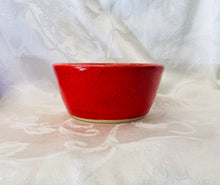 Load image into Gallery viewer, Bowl Set (Bright Red Ceramic Bowl Set On Speckled Clay with White Accents)