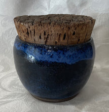 Load image into Gallery viewer, Covered Bowl with a Cork Lid:  (Azure Blue and Black)
