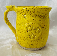 Load image into Gallery viewer, Kids Cup:  (Bright Yellow on Speckled Clay with Three Star Appliques)