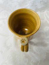 Load image into Gallery viewer, A Mug:  (Goldenrod Yellow Ceramic Mug with a Paw Print Thumb Rest)