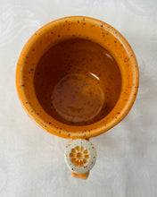 Load image into Gallery viewer, Kids Cup:  (Bright Orange on Speckled Clay with Three Flower Appliques)