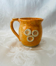 Load image into Gallery viewer, Kids Cup:  (Bright Orange on Speckled Clay with Three Flower Appliques)