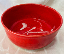 Load image into Gallery viewer, Bowl Set (Bright Red Ceramic Bowl Set On Speckled Clay with White Accents)