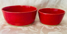 Load image into Gallery viewer, Bowl Set (Bright Red Ceramic Bowl Set On Speckled Clay with White Accents)