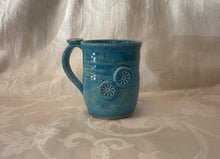 Load image into Gallery viewer, Kids Cup:  (Aqua on Speckled Clay with Two Pinwheel Appliques)
