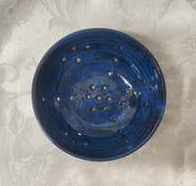 Load image into Gallery viewer, Berry Bowl/Colander: (Navy Blue/Black on Speckled Clay with Four Paw Prints)