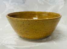 Load image into Gallery viewer, Small Bowl: (Goldenrod Yellow on Speckled Clay with Eight Bottom Center Flowers)