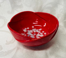 Load image into Gallery viewer, Medium Bowl: (Bright Red with White Snow Accents)