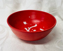 Load image into Gallery viewer, Medium Bowl: (Matt Red on Speckled Clay with White Accents)