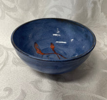 Load image into Gallery viewer, Medium Bowl: (Sky Blue on Speckled Clay with Orange Accents)