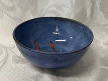 Load image into Gallery viewer, Medium Bowl: (Sky Blue on Speckled Clay with Orange Accents)