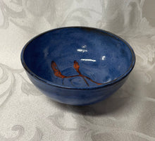 Load image into Gallery viewer, Medium Bowl: (Sky Blue on Speckled Clay with Orange Accents)