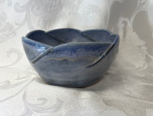 Load image into Gallery viewer, Large Bowl: (Bluish Purple Ceramic Bowl with Six Scalloped Edges)