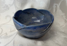 Load image into Gallery viewer, Large Bowl: (Bluish Purple Ceramic Bowl with Six Scalloped Edges)