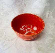 Load image into Gallery viewer, Large Bowl: (Red-Orange Ceramic Bowl on Speckled Clay with White Accents)