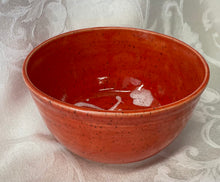 Load image into Gallery viewer, Large Bowl: (Red-Orange Ceramic Bowl on Speckled Clay with White Accents)
