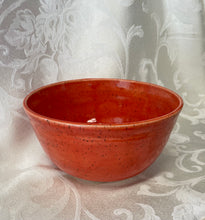 Load image into Gallery viewer, Large Bowl: (Red-Orange Ceramic Bowl on Speckled Clay with White Accents)