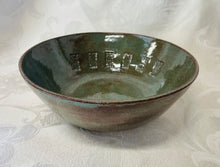 Load image into Gallery viewer, Large Bowl: (Desert Sage Green Ceramic Bowl with Six Window Stamps)