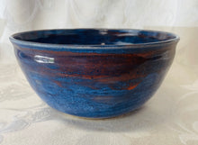 Load image into Gallery viewer, Large Bowl: (Blue Ceramic Bowl with Orange Accents)