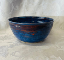 Load image into Gallery viewer, Large Bowl: (Blue Ceramic Bowl with Orange Accents)