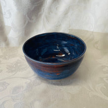Load image into Gallery viewer, Large Bowl: (Blue Ceramic Bowl with Orange Accents)