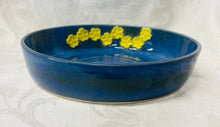 Load image into Gallery viewer, Platter: (Azure Blue Unique Ceramic Platter with Eight Yellow Flowers)