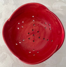 Load image into Gallery viewer, Berry Bowl/Colander: (Matt Red with Scalloped Edges)