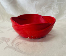 Load image into Gallery viewer, Berry Bowl/Colander: (Matt Red with Scalloped Edges)