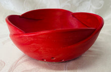 Load image into Gallery viewer, Berry Bowl/Colander: (Matt Red with Scalloped Edges)