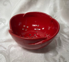 Load image into Gallery viewer, Berry Bowl/Colander: (Bright Red with Scalloped Edges)