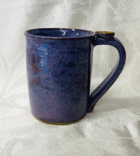 Load image into Gallery viewer, A Mug: (Purple on Speckled Clay with a Daisy Thumb Rest)