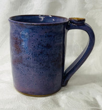 Load image into Gallery viewer, A Mug: (Purple on Speckled Clay with a Daisy Thumb Rest)