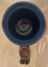 Load image into Gallery viewer, A Mug: (Azure Blue-Black with a Spiral Thumb Rest)