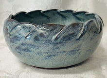 Load image into Gallery viewer, Large Bowl: (Bluish-Brown with Scalloped Edges)