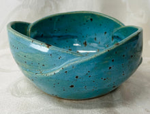 Load image into Gallery viewer, Medium Bowl: (Turquoise with Brown Specs and Scalloped Edges)