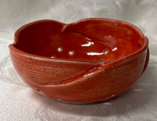 Load image into Gallery viewer, Berry Bowl/Colander: (Bright Orange on Speckled Clay with Scalloped Edges)