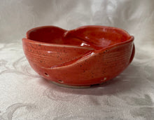 Load image into Gallery viewer, Berry Bowl/Colander: (Bright Orange on Speckled Clay with Scalloped Edges)