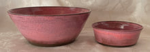 Load image into Gallery viewer, Bowl Set: (Large and Small Ceramic Bowls: Bright Pink on Black Clay)