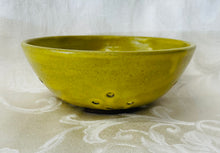 Load image into Gallery viewer, Berry Bowl/Colander: (Bright Yellow on Dark Clay)