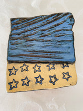 Load image into Gallery viewer, Sponge, Jewelry, Business Card Stand/Soap Dish/Tea Bag Rest (Mottled Blue with 10 Stars) A