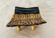 Load image into Gallery viewer, Sponge, Jewelry, Business Card Stand/Soap Dish/Tea Bag Rest (Black with Crossing Lines)