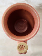 Load image into Gallery viewer, Mug (Rhubarb Pink with Paw Print Thumb Rest and Tea Bag Rest)