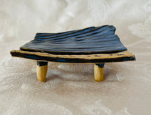 Load image into Gallery viewer, Sponge, Jewelry, Business Card Stand/Soap Dish/Tea Bag Rest (Mottled Blue with 10 Stars) A