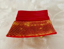 Load image into Gallery viewer, Sponge, Jewelry, Business Card Stand/Soap Dish/Tea Bag Rest (Red with Burlap Pattern)