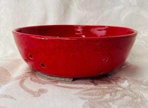 Berry Bowl/Colander:  (Small Speckled Red with Four Flowers)