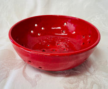 Load image into Gallery viewer, Berry Bowl/Colander:  (Small Speckled Red with Four Flowers)
