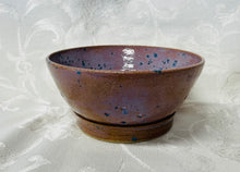 Load image into Gallery viewer, Berry Bowl/Colander:  (Large Brownish-Purple with Blue Spots and a Bottom Plate)
