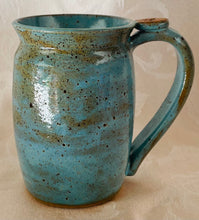 Load image into Gallery viewer, A Mug:  (Speckled Turquoise with a Paw Print Thumb Rest)
