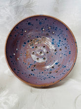 Load image into Gallery viewer, Berry Bowl/Colander:  (Large Brownish-Purple with Blue Spots and a Bottom Plate)
